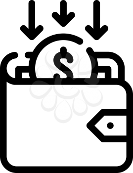 back money in wallet line icon vector. back money in wallet sign. isolated contour symbol black illustration