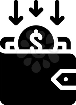 back money in wallet glyph icon vector. back money in wallet sign. isolated contour symbol black illustration