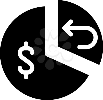 pie chart cashback and purchaise glyph icon vector. pie chart cashback and purchaise sign. isolated contour symbol black illustration