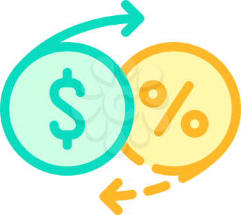money percentage return color icon vector. money percentage return sign. isolated symbol illustration