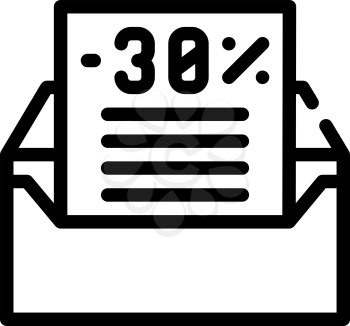 message with discount line icon vector. message with discount sign. isolated contour symbol black illustration
