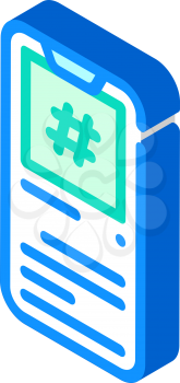 hashtag mobile screen isometric icon vector. hashtag mobile screen sign. isolated symbol illustration