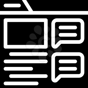 product characteristics and communication with client glyph icon vector. product characteristics and communication with client sign. isolated contour symbol black illustration