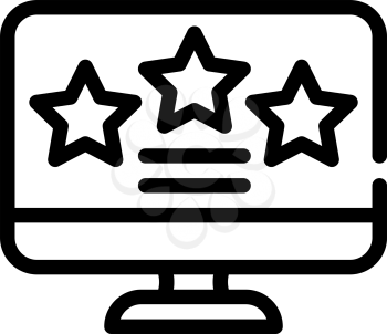 review stars on computer screen line icon vector. review stars on computer screen sign. isolated contour symbol black illustration