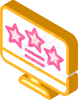 review stars on computer screen isometric icon vector. review stars on computer screen sign. isolated symbol illustration
