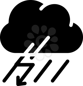 rain thunderstorm and lightning glyph icon vector. rain thunderstorm and lightning sign. isolated contour symbol black illustration