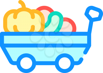 cart with autumn vegetables color icon vector. cart with autumn vegetables sign. isolated symbol illustration