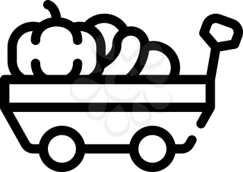 cart with autumn vegetables line icon vector. cart with autumn vegetables sign. isolated contour symbol black illustration