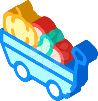 cart with autumn vegetables isometric icon vector. cart with autumn vegetables sign. isolated symbol illustration