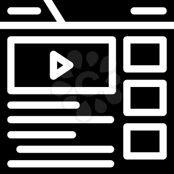 video clip seo optimization glyph icon vector. video clip seo optimization sign. isolated contour symbol black illustration