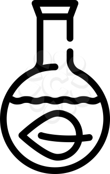 herbal leaf in laboratory flask line icon vector. herbal leaf in laboratory flask sign. isolated contour symbol black illustration