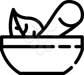 bowl with pounder line icon vector. bowl with pounder sign. isolated contour symbol black illustration