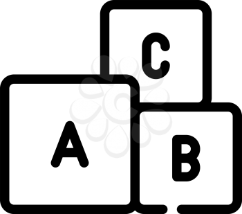 letters cubes line icon vector. letters cubes sign. isolated contour symbol black illustration