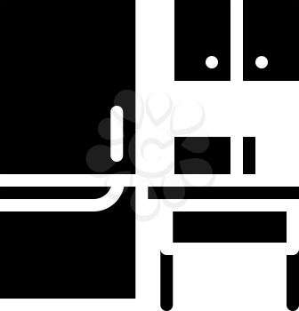 coworking litchen furniture glyph icon vector. coworking litchen furniture sign. isolated contour symbol black illustration