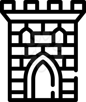 castle tower line icon vector. castle tower sign. isolated contour symbol black illustration