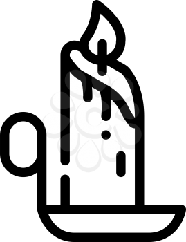 burning candle line icon vector. burning candle sign. isolated contour symbol black illustration