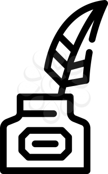 ink with feather line icon vector. ink with feather sign. isolated contour symbol black illustration