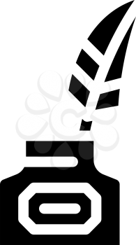 ink with feather glyph icon vector. ink with feather sign. isolated contour symbol black illustration