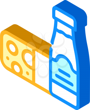 milk and cheese dairy products isometric icon vector. milk and cheese dairy products sign. isolated symbol illustration