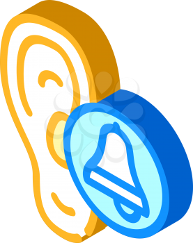 ear hear bell sound isometric icon vector. ear hear bell sound sign. isolated symbol illustration