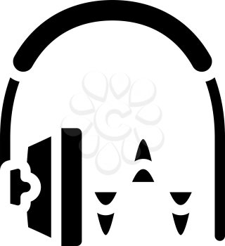 hearing testing equipment glyph icon vector. hearing testing equipment sign. isolated contour symbol black illustration