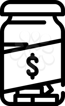 money box with coins line icon vector. money box with coins sign. isolated contour symbol black illustration