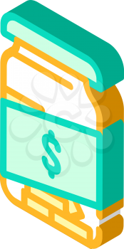 money box with coins isometric icon vector. money box with coins sign. isolated symbol illustration