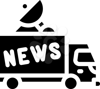 news car truck glyph icon vector. news car truck sign. isolated contour symbol black illustration