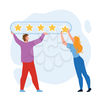 Online Survey Form Filling People Couple Vector. Young Man And Woman Online Survey, Review And Feedback. Characters Electronic Evaluation And Put An Assessment Service Flat Cartoon Illustration