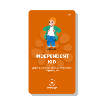 Independent Kid Go To Playground By Himself Vector. Independent Kid Preteen Boy Dressing And Preparing For Walking In Park. Character Child Elementary Routine Web Flat Cartoon Illustration