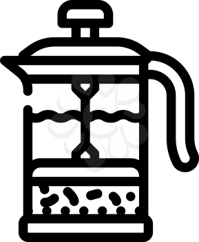 teapot press line icon vector. teapot press sign. isolated contour symbol black illustration