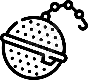 strainer on chain tea line icon vector. strainer on chain tea sign. isolated contour symbol black illustration