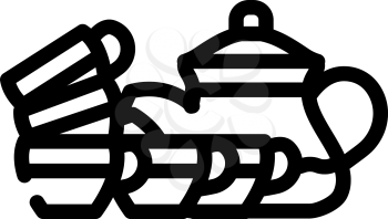 dish set for tea line icon vector. dish set for tea sign. isolated contour symbol black illustration