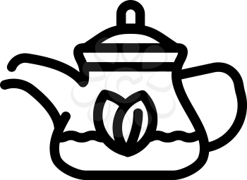 green tea in teapot line icon vector. green tea in teapot sign. isolated contour symbol black illustration