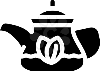 green tea in teapot glyph icon vector. green tea in teapot sign. isolated contour symbol black illustration