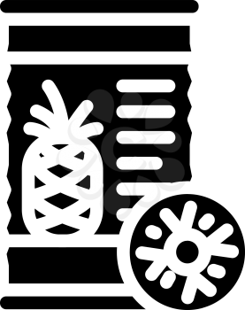 pineapple canned food glyph icon vector. pineapple canned food sign. isolated contour symbol black illustration
