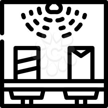 sensor on shelves line icon vector. sensor on shelves sign. isolated contour symbol black illustration