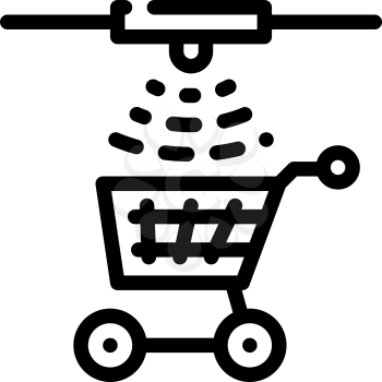 control of movement of carts line icon vector. control of movement of carts sign. isolated contour symbol black illustration