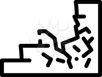 damaged stair line icon vector. damaged stair sign. isolated contour symbol black illustration