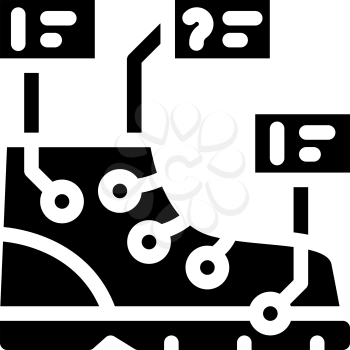 study of shoe production glyph icon vector. study of shoe production sign. isolated contour symbol black illustration