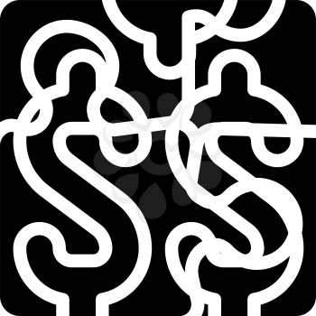 money puzzle glyph icon vector. money puzzle sign. isolated contour symbol black illustration