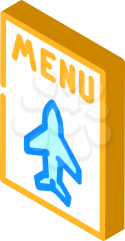 menu airline food isometric icon vector. menu airline food sign. isolated symbol illustration
