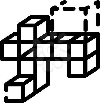 3d tasks line icon vector. 3d tasks sign. isolated contour symbol black illustration