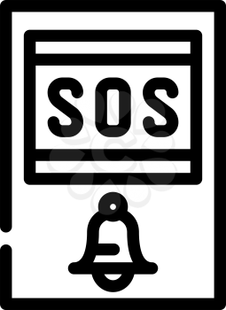 sos button line icon vector. sos button sign. isolated contour symbol black illustration