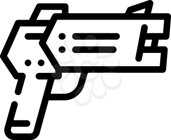 stun gun protest meeting line icon vector. stun gun protest meeting sign. isolated contour symbol black illustration