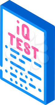 iq test isometric icon vector. iq test sign. isolated symbol illustration