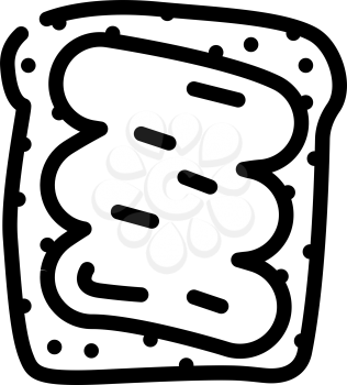 bread piece with peanut butter line icon vector. bread piece with peanut butter sign. isolated contour symbol black illustration