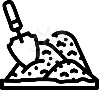 shovel in heap of peat line icon vector. shovel in heap of peat sign. isolated contour symbol black illustration