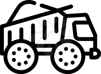 truck carrying peat line icon vector. truck carrying peat sign. isolated contour symbol black illustration