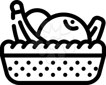 fruit basket in canteen line icon vector. fruit basket in canteen sign. isolated contour symbol black illustration